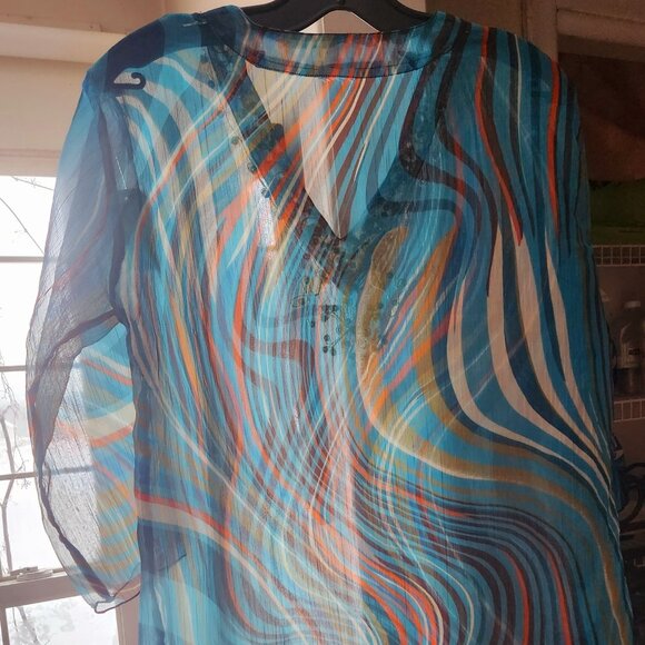 F2 Beautiful sheer So light & airy multi coloured Bejeweled No tags - Picture 4 of 7